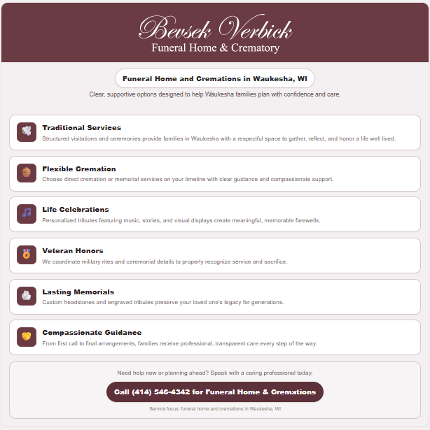 Funeral Home and Cremations in Waukesha, WI