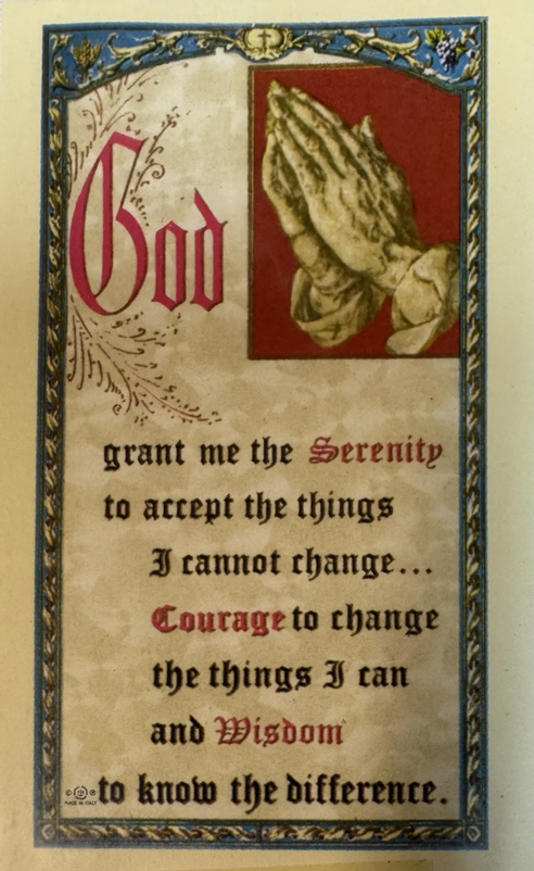 Serenity Prayer Card