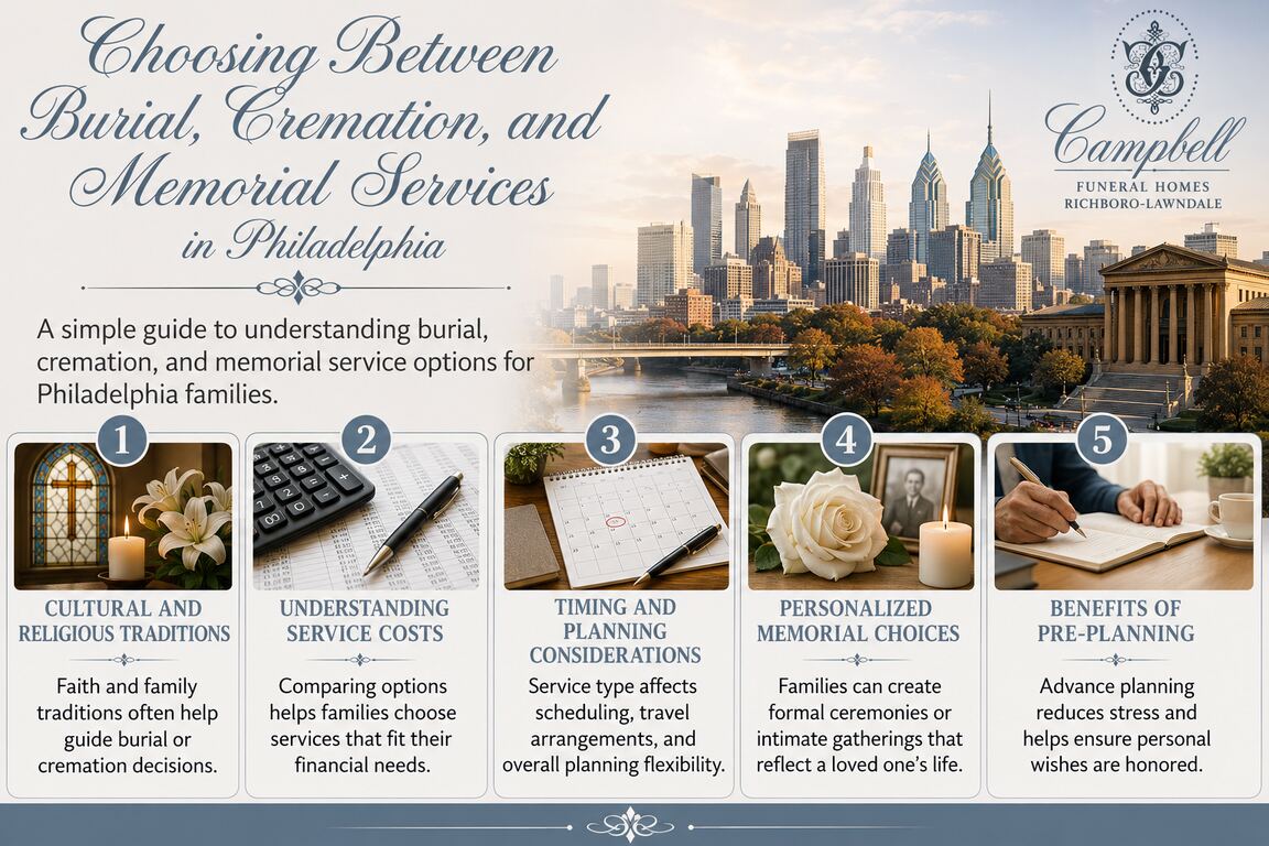 Choosing Between Burial, Cremation, and Memorial Services in Philadelphia