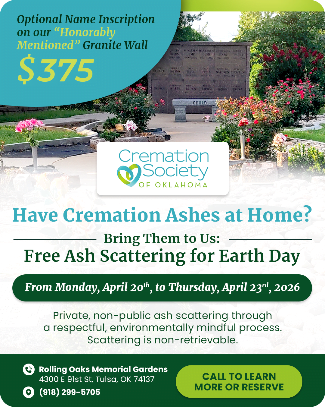 Free Earth Day Ash Scattering Mobile