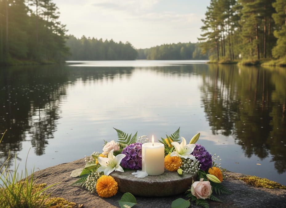 Peaceful lakeside tribute honoring loved ones at Windsor, CA funeral home and cremations